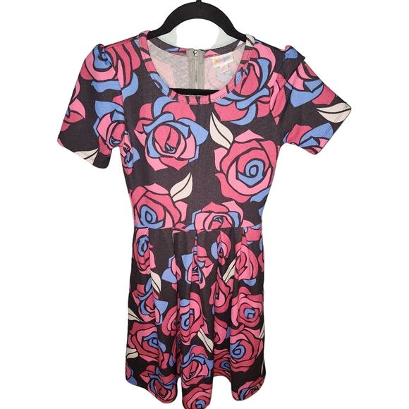 LuLaRoe Pink Floral Amelia Fit & Flare Zip‎ Back Dress Size Small - Picture 1 of 10